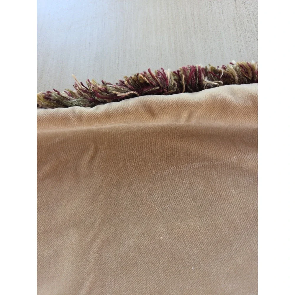 Vtg French Jacquard Tapestry pillow cover Equestrian Brush Fringe 18x17 *flaw